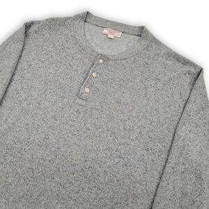 Wallace & Barnes Silk Cotton Henley Sweater Mens 2XL Grey Speckled Preppy Casual